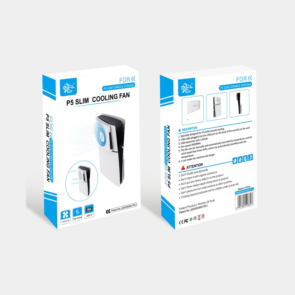 Ventilador de refrigeración delgado para consola PS5 con 3 puertos USB y control de temperatura para juegos silenciosos
