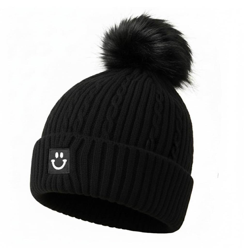 Zibuyu® Winter Caps for Women Stylish Knit Hat with Pom-Pom Thick Wool Yarn Warm Ear Coverage, Stretch Fit, Versatile Casual & Ski Style Beanie Cap for Cold Weather Comfort-picture-33