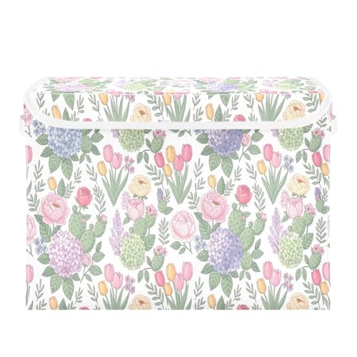 Bacs de rangement à fleurs pliables en tissu avec couvercles pour chambre bébé - 2