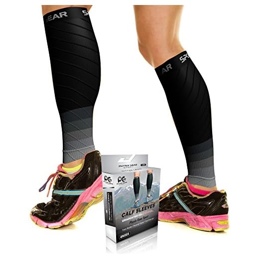 Physix Gear Sport Medias compresión hombre y mujer, las mejores pantorrilleras running para mejorar la circulación, perneras ciclismo para recuperar los músculos, 1 par, L/XL, negro/gris