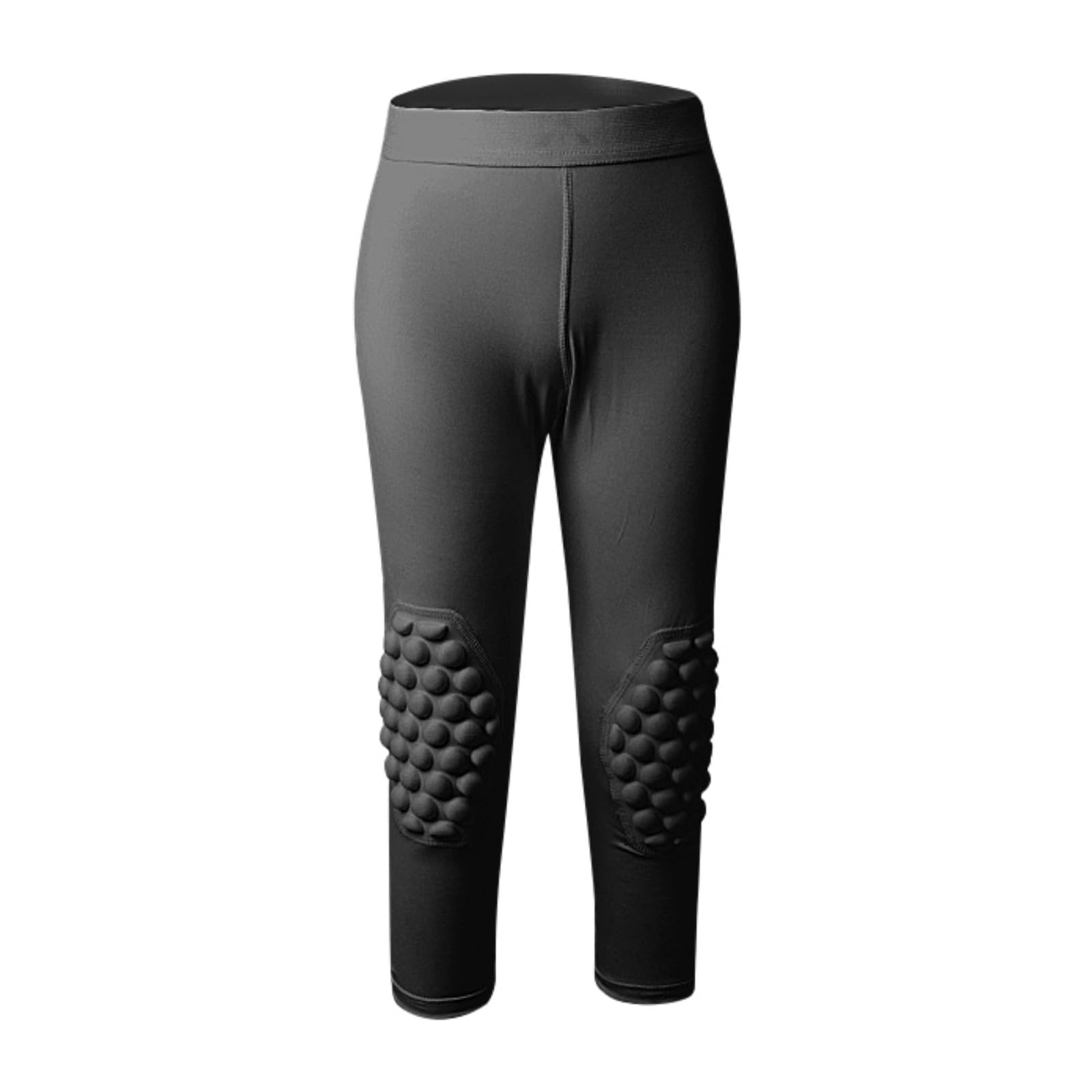 Hotfiary Jeunes Garçons 3/4 Compression Pantalon avec genouillères et Coussinets de taibone, Legging de Basket-Ball rembourré Football Football Sports Capris, Athlétique Gardien Gardien Collants Bas