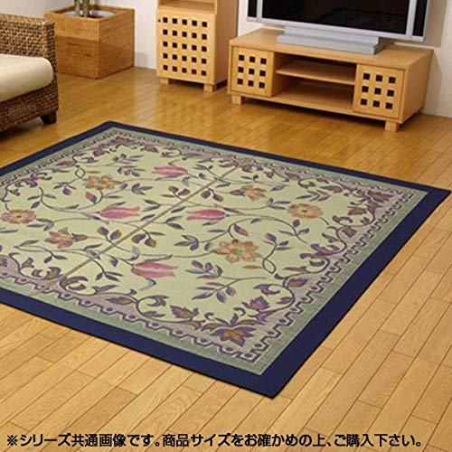 イケヒコ い草 ラグ カーペット DXエンティス 約191×191cm ブルー 三重織 裏 不職布 #8136120