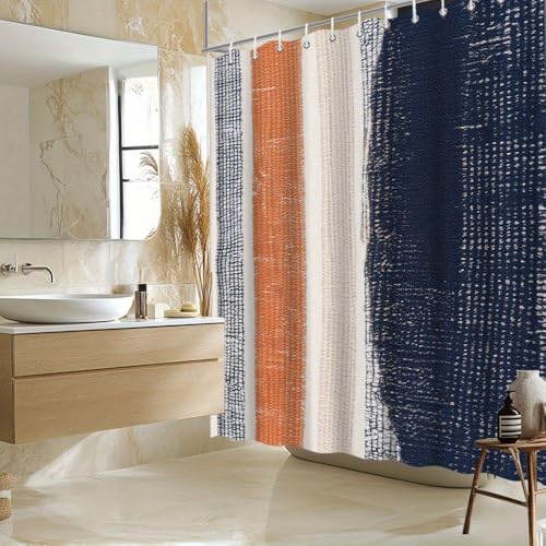 Rideau de douche champêtre à rayures pour ambiance rustique