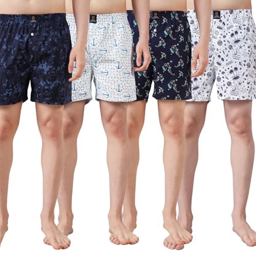 Image of Urban Scottish Ultra-Comfortable Men's Boxer Pants (Pack of 4), 100% Cotton with Stylish Print, Soft & Stretchy Elastic Waist Band, Dynamic Movement & Hardwearing Stitching,Breathable Gentle Snug Fit