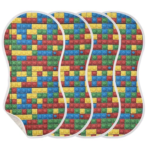 xigua Colorful Brick Pattern Baby Burp Cloths for Newborn Boys and Girls 1 Pack, Soft & Absorbent Cotton Baby Burp Cloth, Baby Washcloths, Newborn Towel, Burp Rags3
