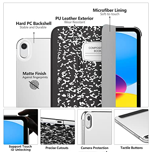 Image of MoKo for iPad (A16) 11th Generation Case 11 Inch 2025, iPad 10th Generation Case 10.9 Inch 2022, Slim Stand Hard PC Translucent Back Shell Smart Cover, Support Touch ID, Auto Wake /Sleep,Notebook Black