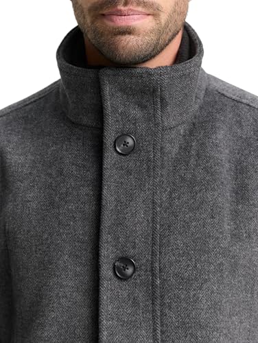 TOM TAILOR Herren Wollmantel mit Innenjacke 1032506, 30500 - Dark Grey Black Herringbone, L – Ansicht 6