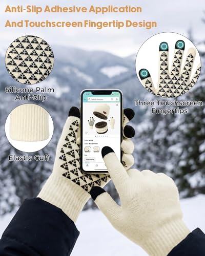 Image of Loritta Winter Hats for Men, 3 PCS Fleece Beanie Scarf Gloves Set