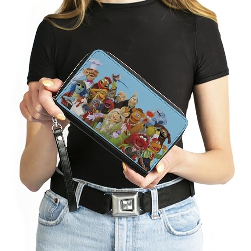 Buckle-Down Disney Wallet, Zip Around, The Muppets Character Group Pose Portrait Blue, Vegan Leather4