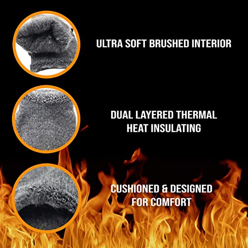 6 Pairs Mens Thermal Socks, Brushed Interior Warm Winter Thick Heavy Duty Cushioned Crew Sock, Bulk Pack3