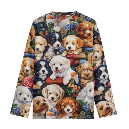 Image of WELLFLYHOM Long Sleeve T-Shirt for Boys Girls 3-16 Years Old Tee Tops Crewneck Pullover Shirts Fall Outfits