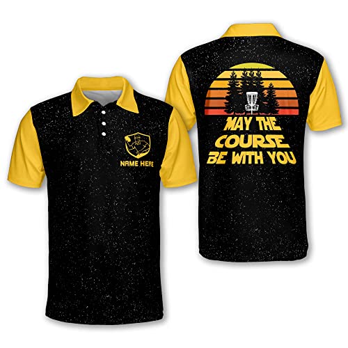 LASFOUR Custom Funny Disc Golf Shirts for Men, May The Course Be with
