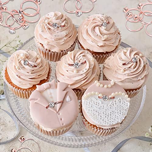 Whaline 36 Packs Rose Gold Diamond Engagement Rings Bridal