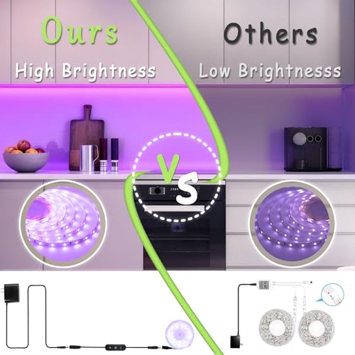 Image of 40 FT Purple Led Lights Strip Indoor Rope Lights Easy DIY Halloween Decor Cuttable Strip Lights for Room Bathroom Living Room Kitchen Ceiling Wall Vanity Mirror Decor