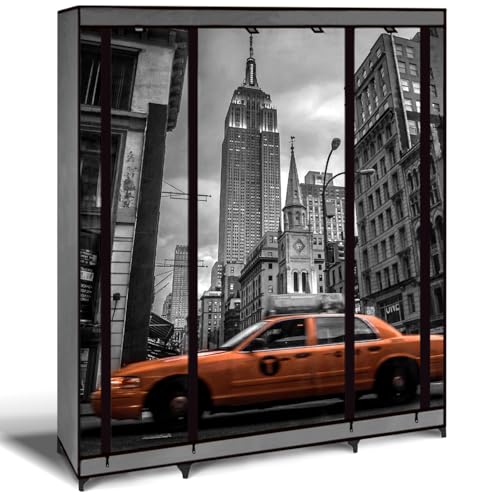 IDMarket - Armoire de Rangement penderie Pliable vêtements en Tissu New-York Dressing XXL