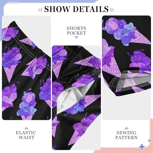 Pajama Pants Lounge Sleep PJ Bottoms Sleepwear Elastic Waist Drawstring S Flower Ice Cream4