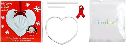 Miniatura 3 de Tiny Ideas Adorno de Navidad de corazón para recién nacido, adorno de huella de mano o huella para bebé, primera Navidad, recuerdo con estampado de