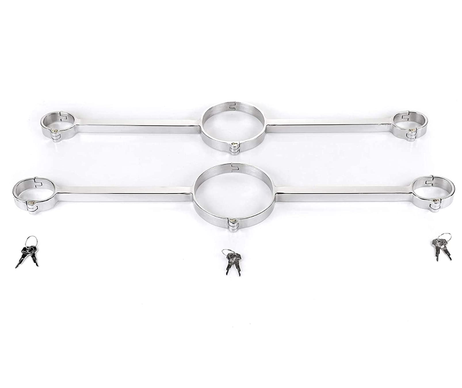 Neue Edelstahl Metall Bdsm Bondage Kragen Restraint System Set Mit Handschellen/Handfesseln Sm Spreizstange Extrem Fesseln Erwachsene Spiel Für Mann Frau Intime Zubehör,Männlich,Silber