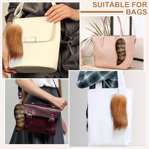Image of Ferreve 2 /4 /6 /8 Pcs Fluffy Therian Tail Keychain Soft Fox Fur Tail Keychain for Women Handbag Cosplay Costume 2 Sizes