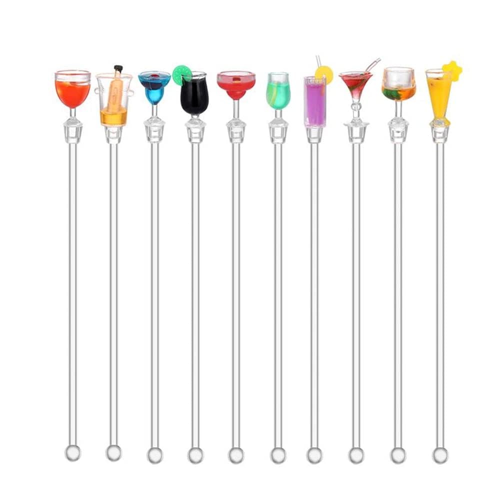 Cocktail Stirrer 10 Stück Bunter Acryl Cocktail Rührer 23CM Cocktailstäbchen für Party Bar Café Restaurant
