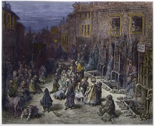 Affiche Toile Dudley Street Seven Dials Gustave Doré art portrait décoration murale 60x90