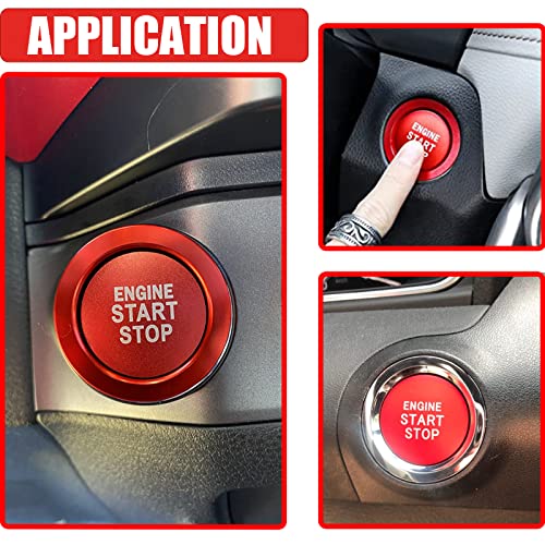 Enovorld For Toyota Tacoma Start/Stop Push Button Cover&Ring, Car Engine Ignition Start Button Trim Ring Compatible With Toyota Tacoma 2016 2017 2018 2019 2020 2021 2022(Red/2Pcs) #TOP5