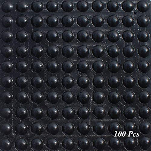 Almohadillas de Pies de Goma SAIYU 100 Piezas Almohadilla de Parachoques Adhesiva de Silicona Parachoques Protector de Pie (100 piezas, 9 mm x 3 mm, negro, forma hemisférica)