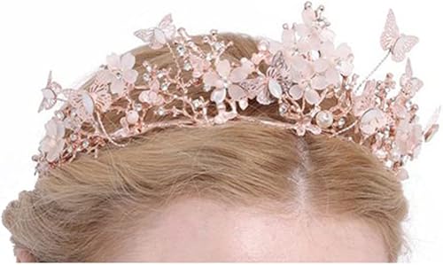 Corona de novia barroca perla Rhinestone corona y tiara mariposa diadema boda accesorios para el cabello princesa corona novia tiaras