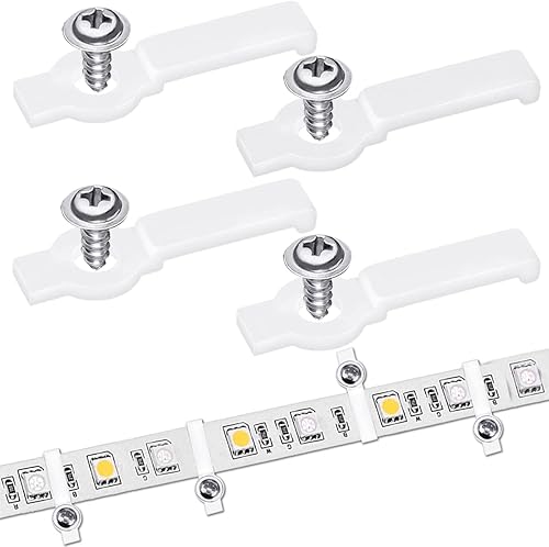 DOERDO - 200 clips de luz LED, soporte de montaje de tira de luz, con 200 tornillos, para fijación de tira de luz LED 35285050 de 0.394 in de ancho,