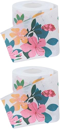jojofuny Regalos a granel, 2 rollos de papel higiénico floral para fiesta, papel higiénico de dinero falso con flores novedosas, rollo de papel