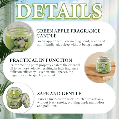Bougies Parfumée,Bougie en Cire Naturelle,Aromathérapie parfumée à la pomme,Bocal en Verre,Durée de Combustion de 18 Heures,pour Cadeau et Décoration d'Intérieu – Image 4