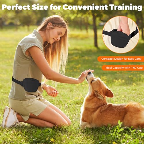 MuiMoi Bolsa de petisco para cães com clique de treinamento, 1,67 xícara de silicone, pochete com ci