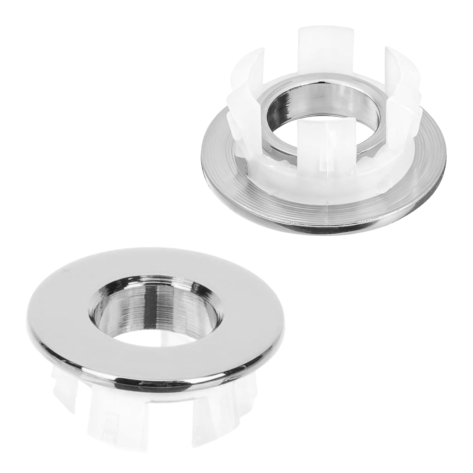 2 Sink Overflow Ring, Sink Overflow Covers, Hollow Basin Rings, 30mm Outer Diameter, 10mm Height, for Bathroom Kitchen Sinks, 22-24mm Hole, Easy Fit Replacement