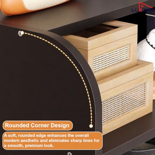 Image of Lukzer 6-Tier Engineered Wood Shoe Rack for Home (SR-005 /Black) Footwear Storage Organizer with Rounded Corner Design, Space-Saving Shoe Stand for Office, Entryway & Living Room (100 x 60 x 30 cm)