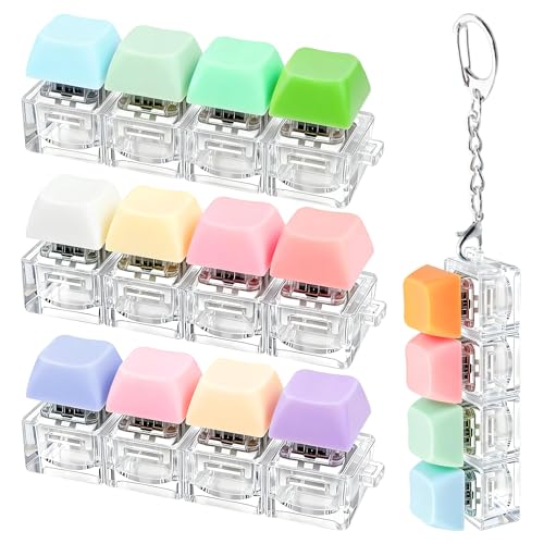 4 PCS Keyboard Fidget Toy, Keyboard Fidget Keychain 4-in-1 Keyboard