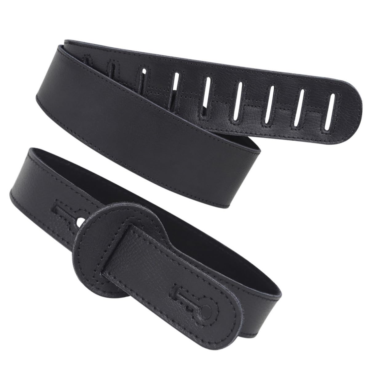 ibasenice Correa de Guitarra de Cuero Negro Resistente y Tensible para Guitarra Eléctrica y Acústica, Accesorio Duradero y Ajustable para Músicos