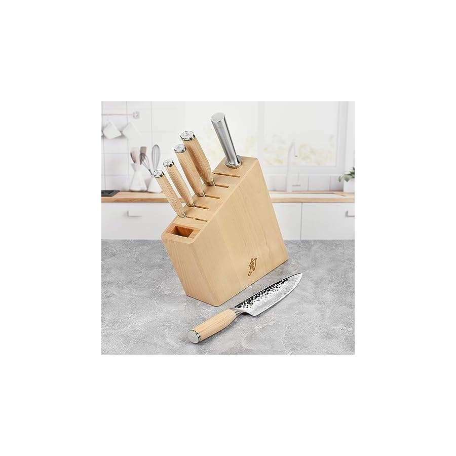 Shun-Premier-7-Piece-Knife-Set-with-Angled-Birch-Block Shun Premier 7 Piece Knife Set with Angled Birch Block