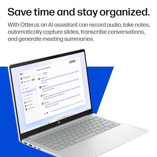 Image of HP OmniBook 3 14 inch Next Gen AI PC, 2K Display, Snapdragon X X1-26-100, 16 GB RAM, 512 GB SSD, Qualcomm Adreno GPU, Windows 11 Home, Glacier Silver, 14-hz0099nr