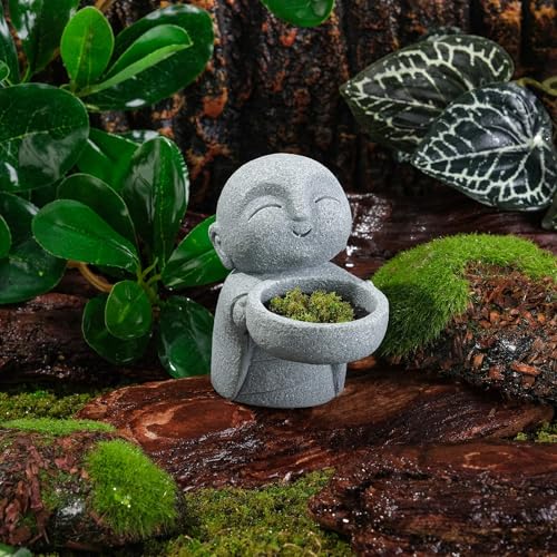 Mini estatua Zen monje rezando en piedra arenisca miniatura 4