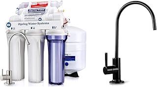 iSpring RCC7AK, NSF Certified, 6-Stage Superb Taste High Capacity Under Sink Reverse Osmosis Drinking Water Filter System, White & GA1-ORB Heavy Duty Kitchen Bar Sink Drinking Water Faucet