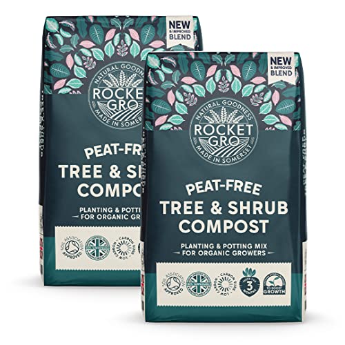 RocketGro - Tree & Shrub Compost Peat-Free Superior Blend - 2 x 40L Bundle - Save 35% - Organic Bio-Active and N:P:K Rich Blend for Planting Trees, Shrubs, and Hedges