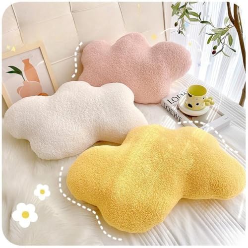 Ueiwffzo Wolken Kuschelkissen Kinder Weiche Flauschige Wolken Zierkissen Sofakissen, Plüsch Kissen Dekokissen für Kinderzimmer Schlafzimmer Deko (Beige)
