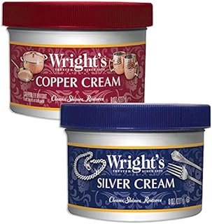 Wright's Silver and Copper Cream Cleaner and Polish - 8 Ounce Each - Ammonia Free - Premium Metal Polish Silver Copper Brass Chrome Porcelain and More