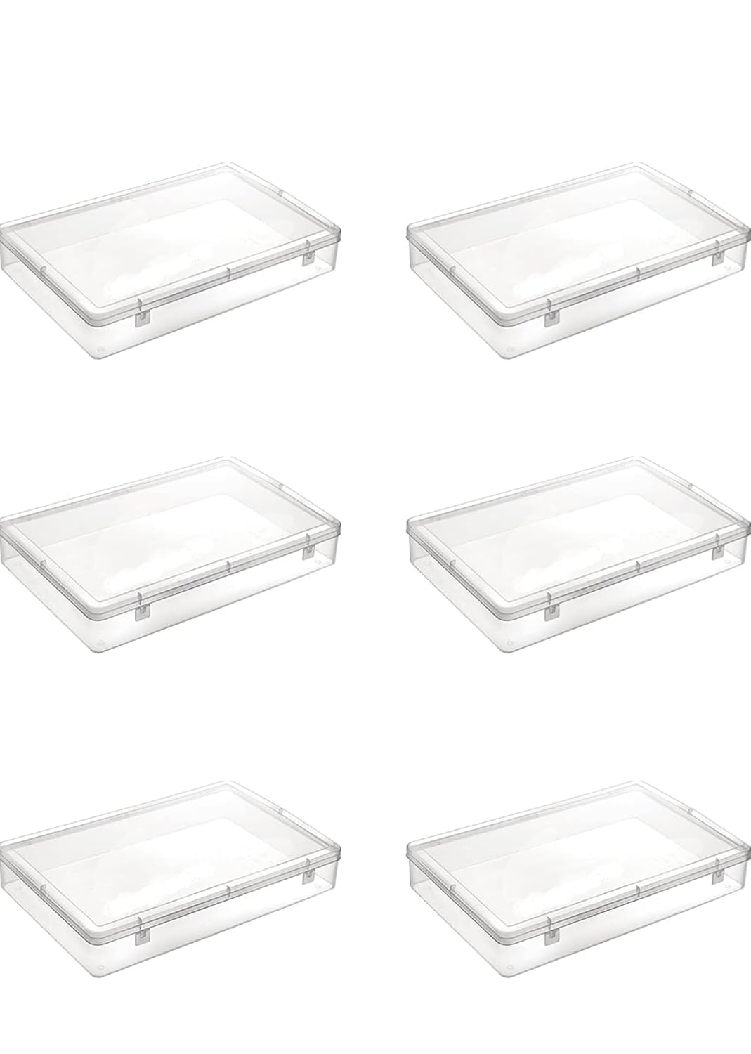 Clear Plastic Storage Containers with Lock Lid Set of 6 (14x9x2.5cm) Rectangular Transparent Small Organizer Boxes for Jewellery Earrings Rings Beads Sewing Craft Portable Box for Home Office Travel-image-27