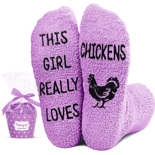 HAPPYPOP Funny Animal Gifts for Women - Chicken Bee Gifts Fuzzy Socks for Teen Girls