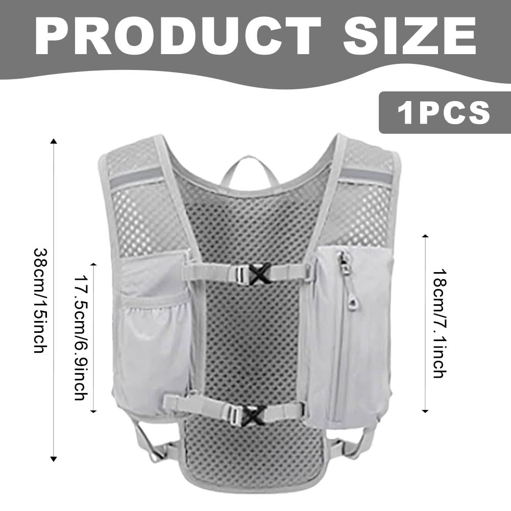 Running Vest For Men Women Lightweight Breathable Running Backpack Reflective Adjustable Hydration Vest with Phone Holder & Storage Functional Running Accessories For Cycling Hiking Marathon — view 2