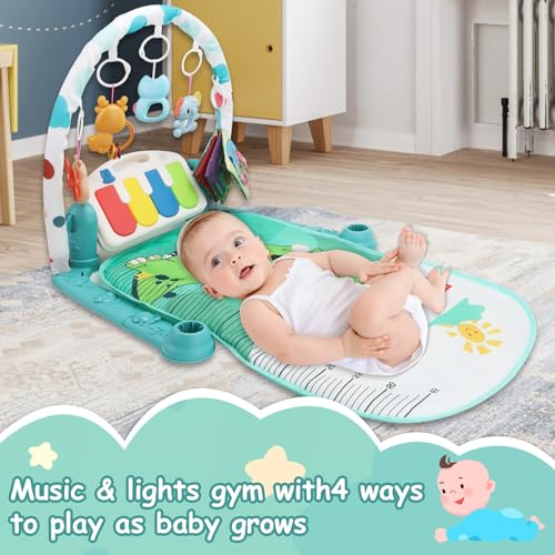 BOMPOW Baby Play Gym Mat, Play Activity Mat with Music and Lights, Piano Gym, Early Development Baby Gift for Babies Newborn Tummy Time Play Mat - Image 4