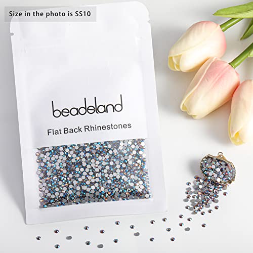 Image of beadsland 2880pcs Flat Back Crystal Rhinestones Round Gems for Nail Art and Craft Glue Fix, Lt.Colorado Topaz AB,SS10,2.7-2.9mm | Flatback Glass Gems, 2.7-2.9mm, for Nail Art Craft, Glue Fix