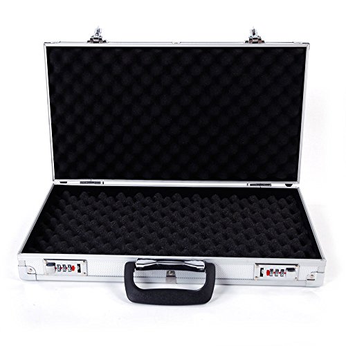 Volowoo Pistol Case Lock Boxes,Aluminum Framed Locking Gun Pistol Handgun Lock Box Hard Storage Carry Case For Money With Lock Secure Lockbox For Safe Keeping #TOP14
