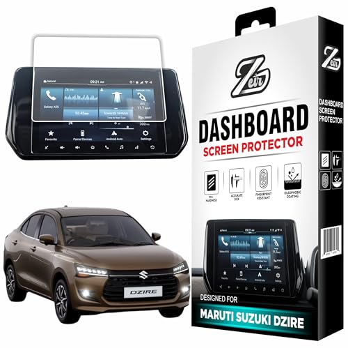 Image of ZEIR Screen Protector For MARUTI SUZUKI DZIRE 2025-RUNNING - ZXI+ - 9 Inch Infotainment Touchscreen Guard | 9H Hardness, Anti-Scratch & Water Resistant | HD Clarity Dashboard Touchscreen Accessory 2026+ [Not Tempered Glass] (Dzire 9-inch)